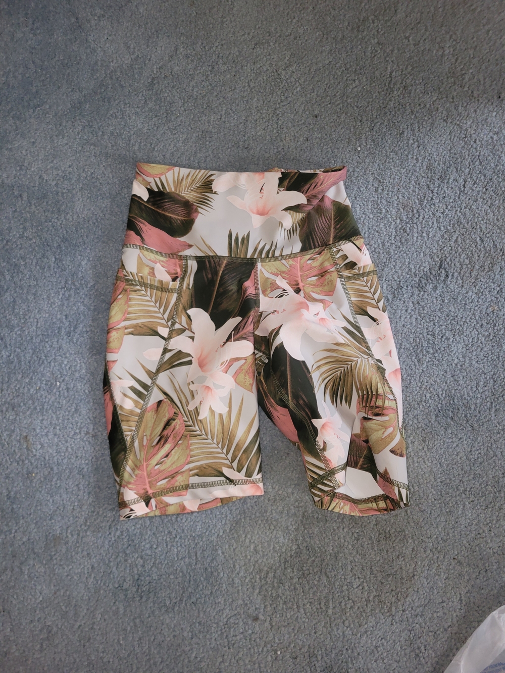 Old Navy Tropical Floral High-Rise Bike Shorts - Pink & Olive